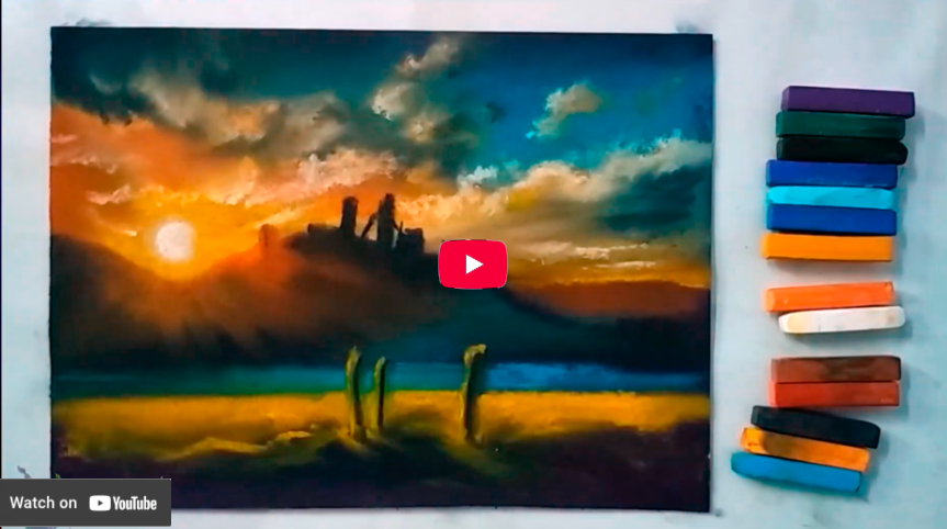 Landscape painting tutorial for beginners - easy drawing tutorials - soft pastels.mp4